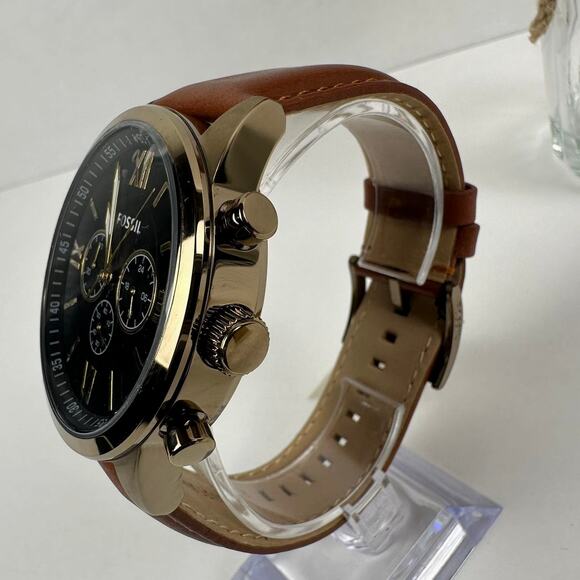 NWT Fossil Flynn Chronograph Brown Leather Men's Watch BQ2261 - Picture 4 of 12